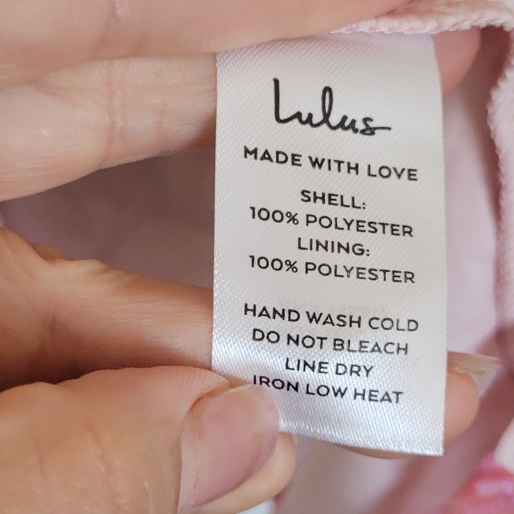 Lulu's Pink Floral Wrap Dress with Green Leaves - Picture 5 of 8